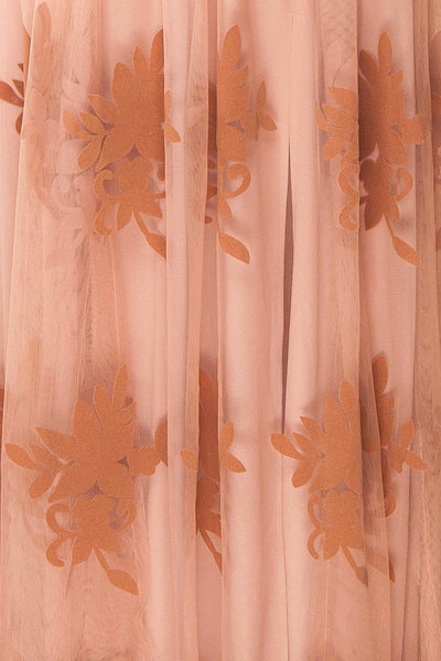Hyade Blush Plus Size V-Neck Floral Maxi Dress | Boutique 1861 fabric