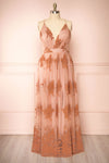 Hyade Blush Plus Size V-Neck Floral Maxi Dress | Boutique 1861
