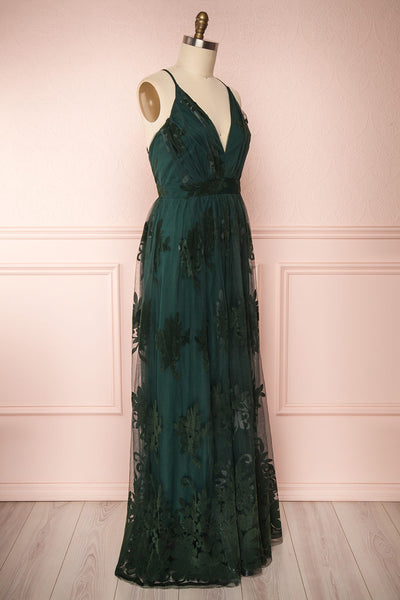 Hyade Green Mesh Plus Size Gown | Robe Maxi | Boutique 1861 side view