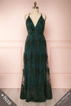 Hyade Green Mesh Plus Size Gown | Robe Maxi | Boutique 1861 front view