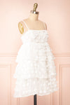 Hynd Tiered Short White Dress w/ Flowers | Boutique 1861 side view