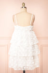 Hynd Tiered Short White Dress w/ Flowers | Boutique 1861 back view