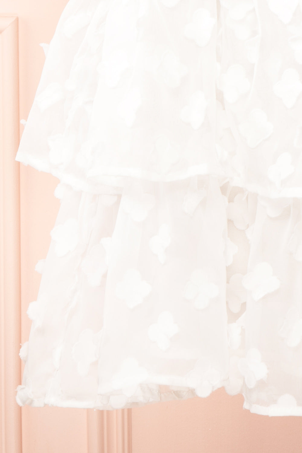 Hynd Tiered Short White Dress w Flowers Boutique 1861