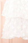 Hynd Tiered Short White Dress w/ Flowers | Boutique 1861 bottom