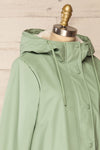 Icewind Sage Button Up Raincoat w/ Sherpa Interior | La petite garçonne side close-up