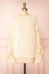 Idelle Ivory Knit Sweater w/ Frills on Sleeves | Boutique 1861 front view