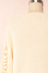 Idelle Ivory Knit Sweater w/ Frills on Sleeves | Boutique 1861 back close-up