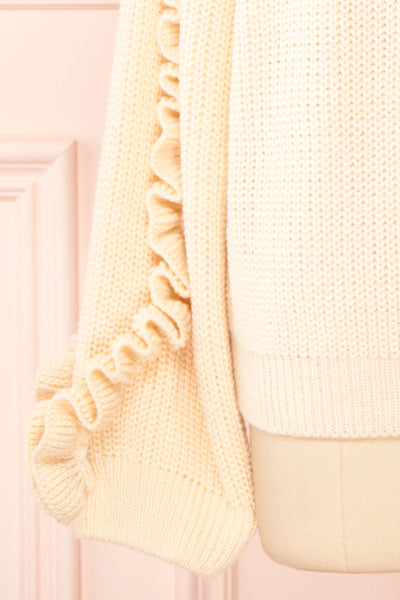 Idelle Ivory Knit Sweater w/ Frills on Sleeves | Boutique 1861 bottom