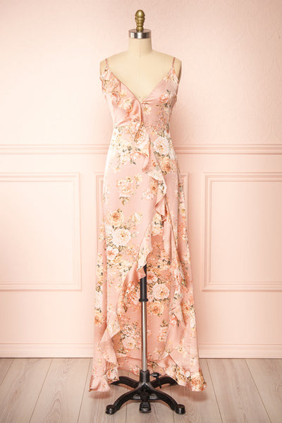 Ignatia Blush Floral Maxi Dress w/ Ruffles | Boutique 1861 front view