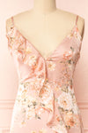 Ignatia Blush Floral Maxi Dress w/ Ruffles | Boutique 1861 front close-up