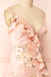 Ignatia Blush Floral Maxi Dress w/ Ruffles | Boutique 1861 side close-up