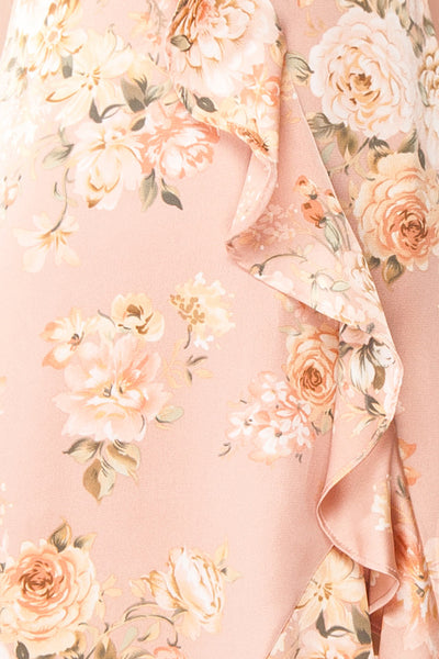 Ignatia Blush Floral Maxi Dress w/ Ruffles | Boutique 1861 fabric