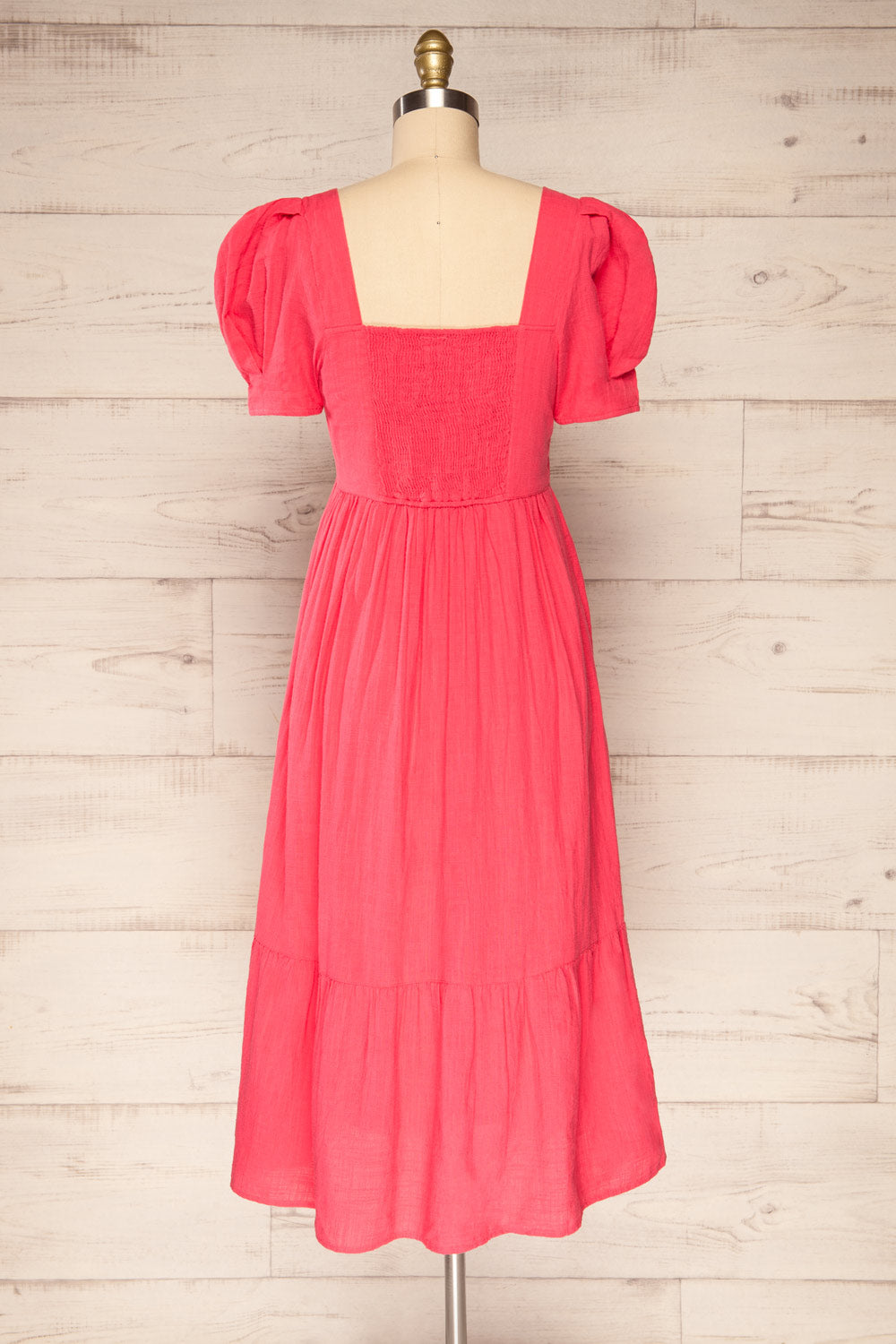 Igor Pink Layered Square Neck Midi Dress | La petite garçonne back view