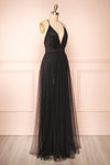 Ilaria Black Tulle Gown with Plunging Neckline | Boutique 1861 side view