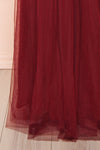 Ilaria Burgundy Mesh Gown with Plunging Neckline | Boutique 1861 bottom