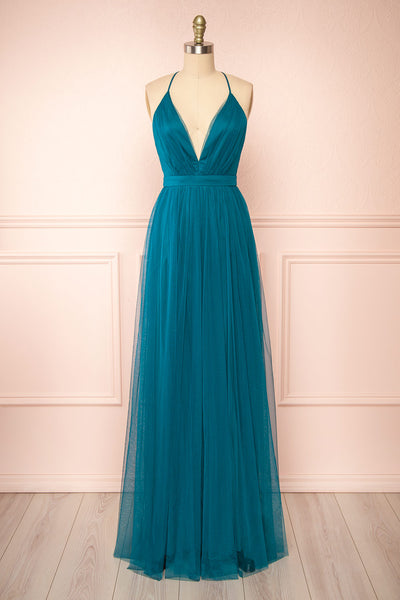 Barraganetal | Green Maxi A-Line Tulle Dress