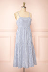 Ilona Blue Tie-Back Striped Midi Dress | Boutique 1861 side view
