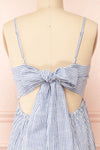 Ilona Blue Tie-Back Striped Midi Dress | Boutique 1861 back close-up