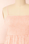 Ilona Orange Tie-Back Striped Midi Dress | Boutique 1861 front close-up