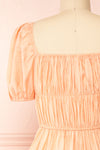 Imna Peach A-Line Midi Dress w/ Puffy Sleeves | Boutique 1861 back close-up