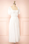 Imna White A-Line Midi Dress w/ Puffy Sleeves | Boutique 1861  side view