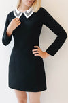Inagod Black Sheath Dress with Shirt Collar | La Petite Garçonne