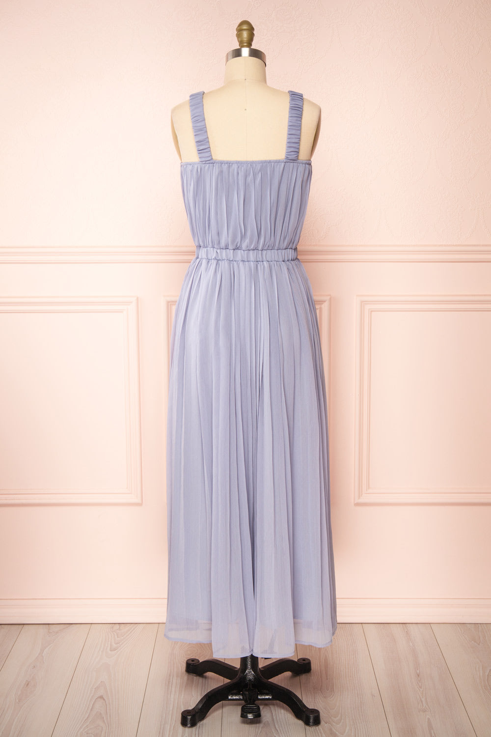 Inari Blue Pleated Midi Dress | Boutique 1861back view