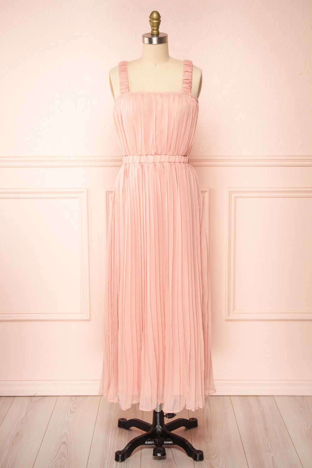 Inari Pink Pleated Midi Dress | Boutique 1861 front view