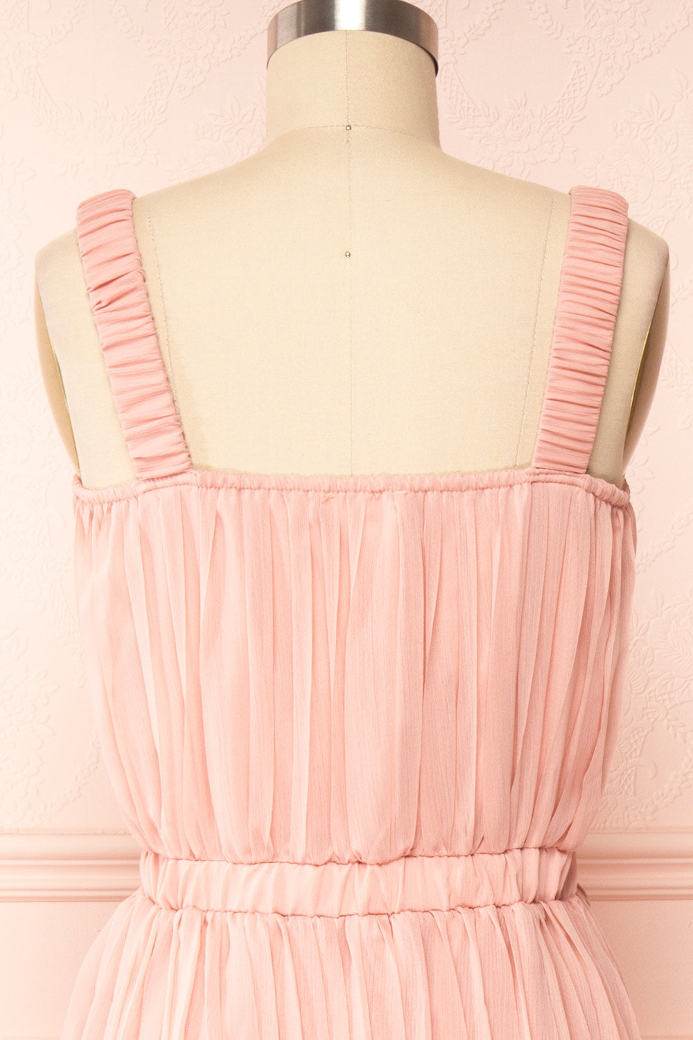 Inari Pink Pleated Midi Dress | Boutique 1861 back close up