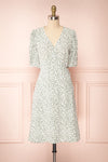 Indra Light Green Floral A-Line Wrap Dress | Boutique 1861 front view
