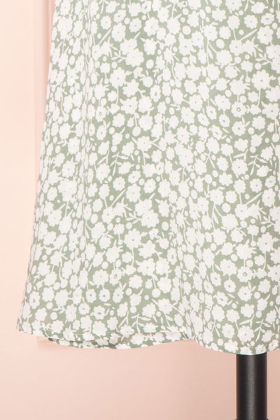 Indra Light Green Floral A-Line Wrap Dress | Boutique 1861 bottom