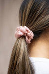 Indus Pink Iridescent Hair Scrunchie | Boutique 1861 on model