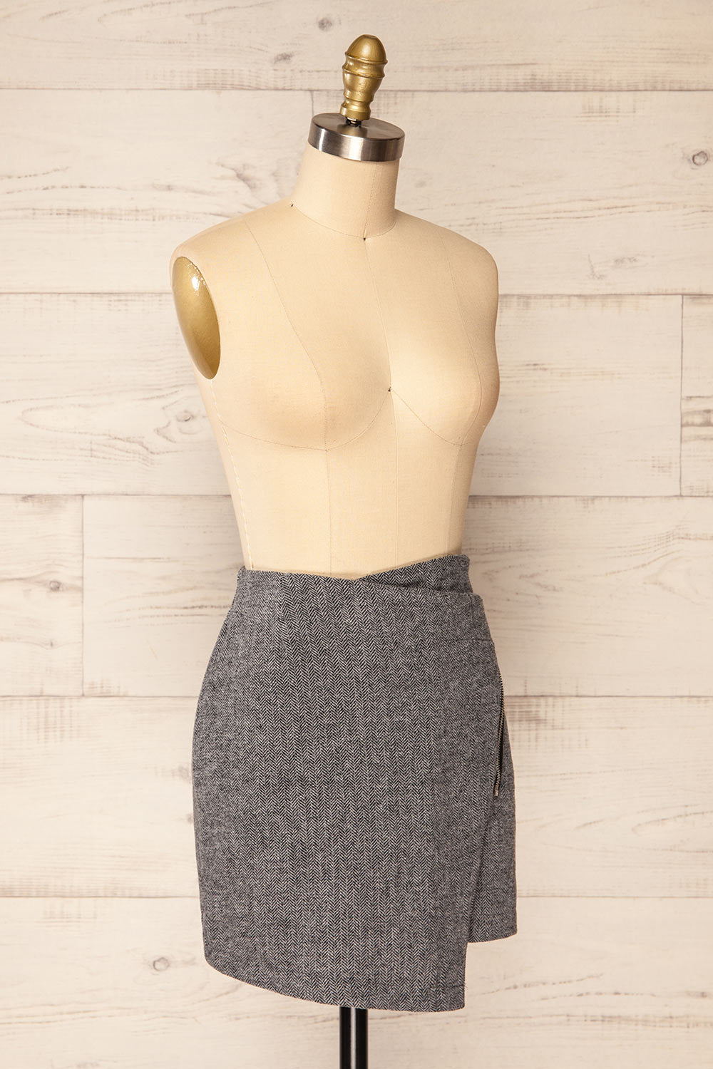 Ingolfur Asymmetric Short Herringbone Skirt | La petite garçonne side view