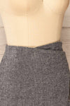Ingolfur Asymmetric Short Herringbone Skirt | La petite garçonne side close-up