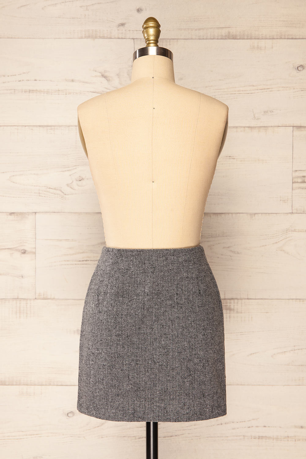 Ingolfur Asymmetric Short Herringbone Skirt | La petite garçonne back view