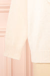 Ingrid Beige Knit Sweater w/ Ruffled Lace| Boutique 1861 sleeve