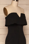 Inoke Black Ruffled Bustier Jumpsuit side close up | La Petite Garçonne