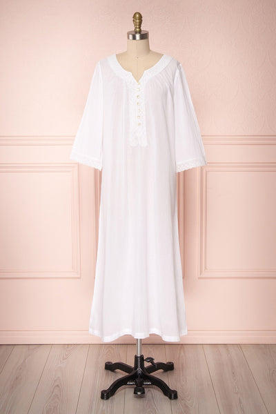 Inuyama White Loose Maxi Nightie Dress | Boutique 1861 front view