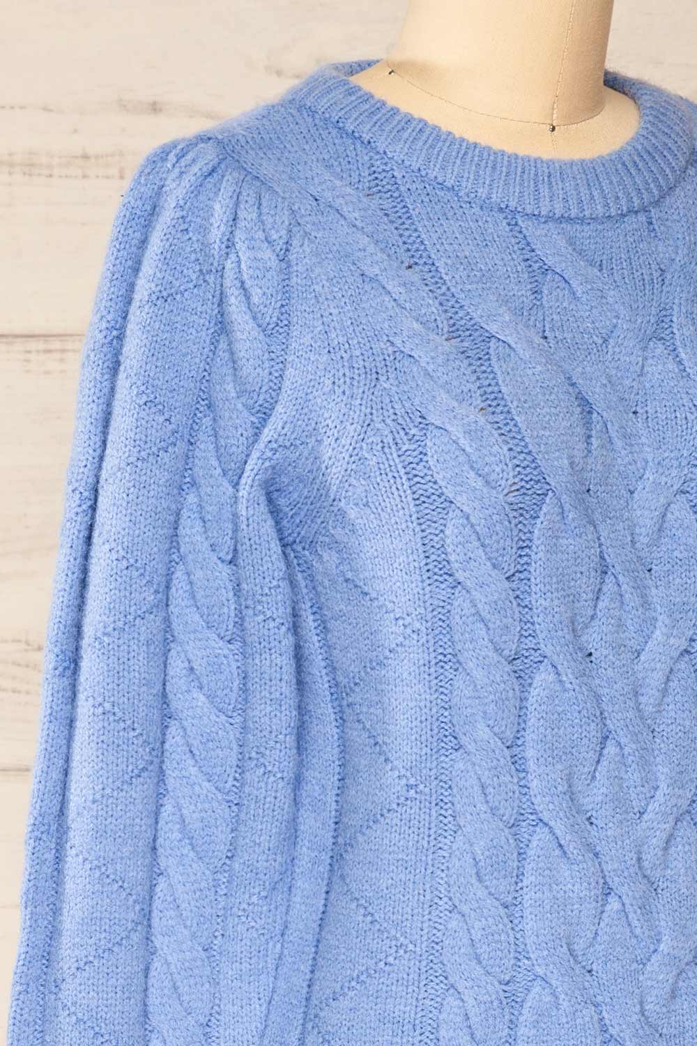 Invera Blue Knitted Sweater | La petite garçonne side close-up