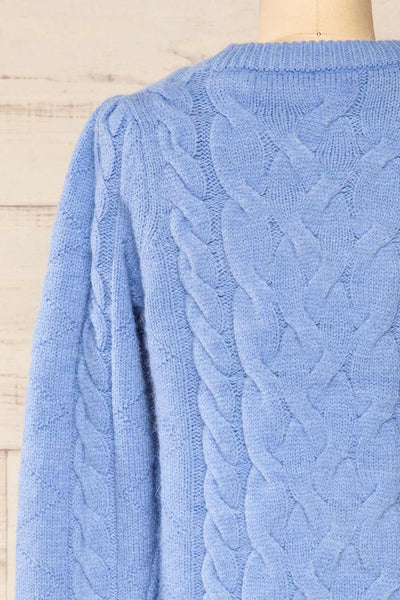 Invera Blue Knitted Sweater | La petite garçonne back close-up