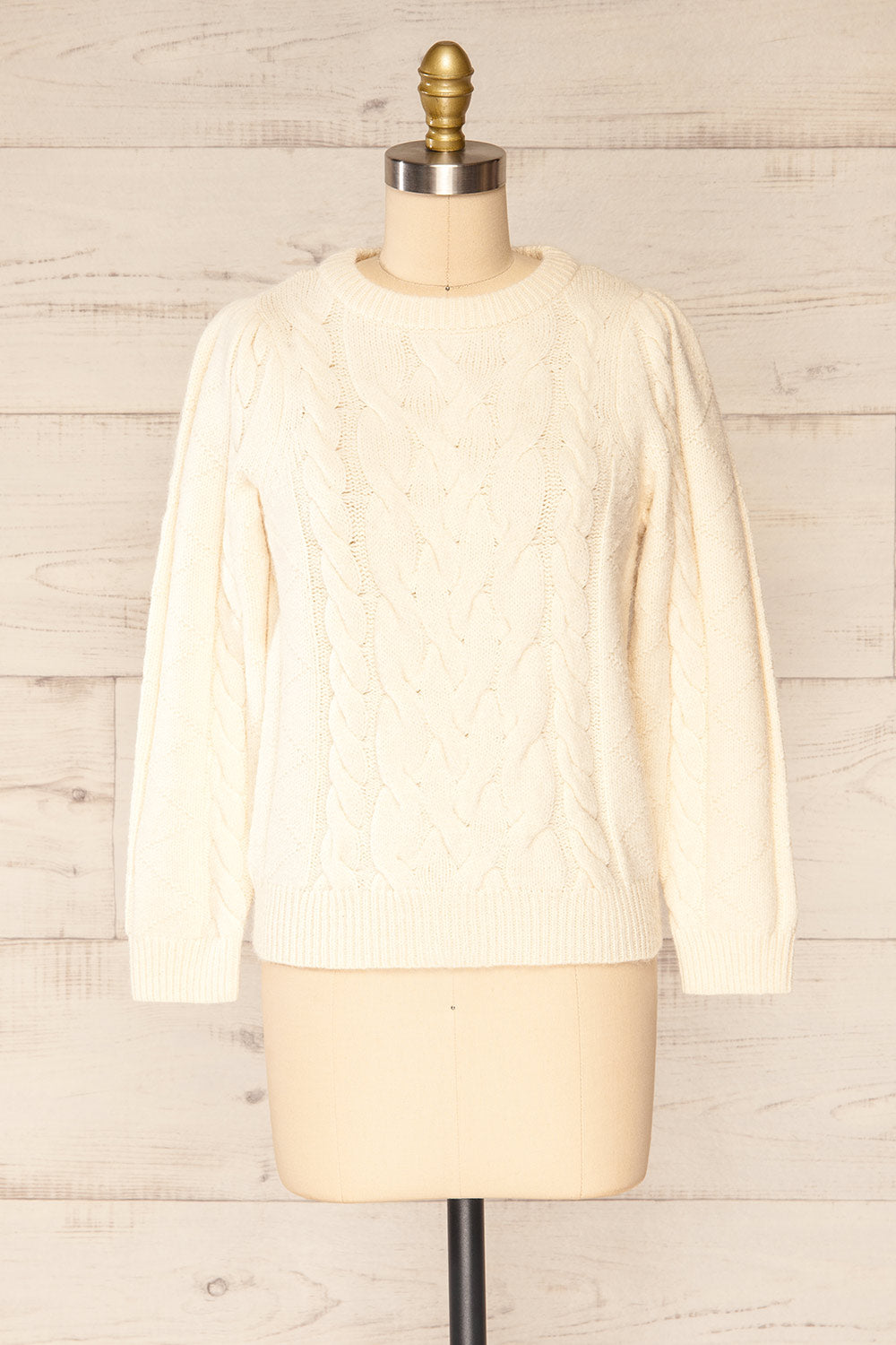 Invera Cream Knitted Sweater | La petite garçonne front view