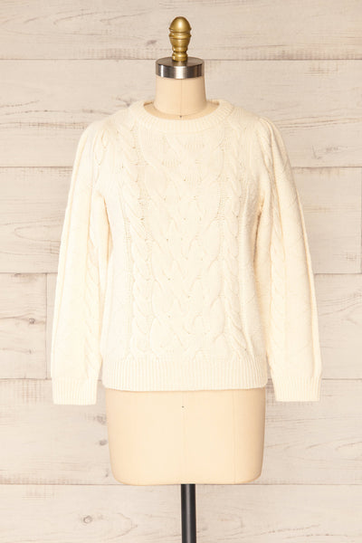 Invera Cream Knitted Sweater | La petite garçonne front view