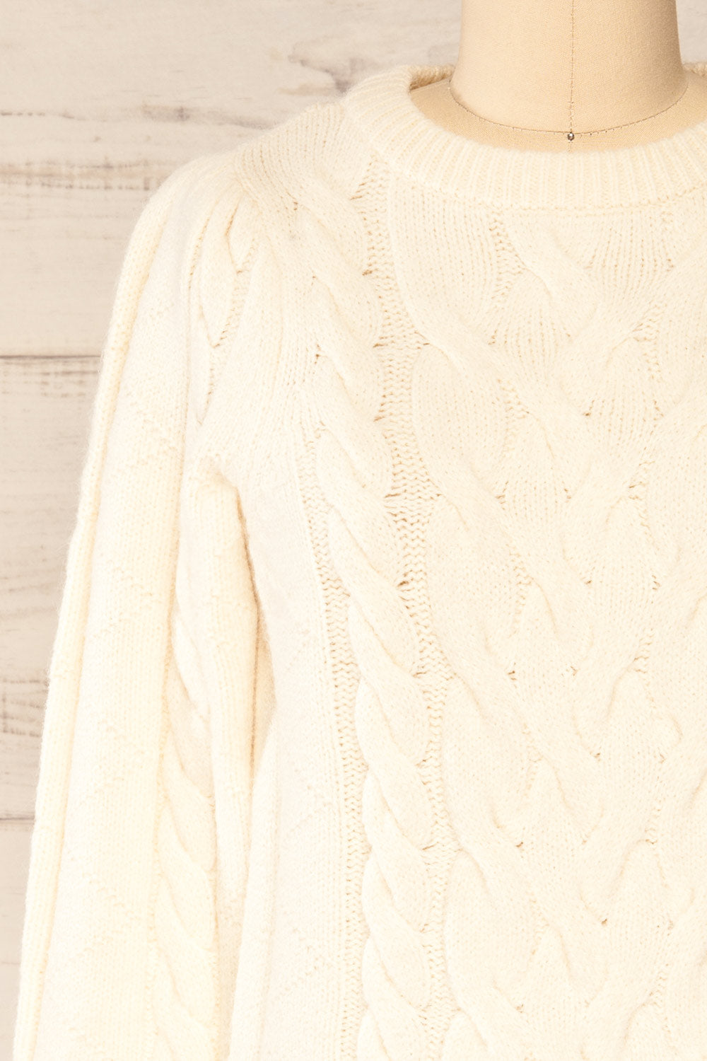 Invera Cream Knitted Sweater | La petite garçonne front close-up