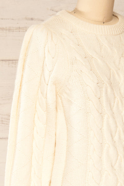 Invera Cream Knitted Sweater | La petite garçonne side close-up