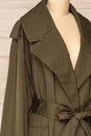 Inverasdale Khaki Oversized Trench Coat | La petite garçonne  side close-up