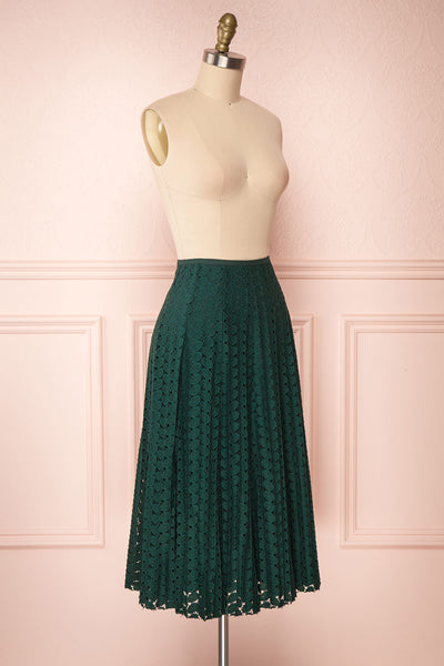 Irinushka Forest Green Lace A-Line Midi Skirt | Boutique 1861 side view