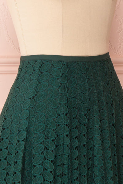 Irinushka Forest Green Lace A-Line Midi Skirt | Boutique 1861 side close-up