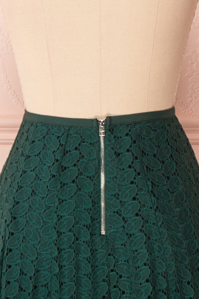 Irinushka Forest Green Lace A-Line Midi Skirt | Boutique 1861 back close-up