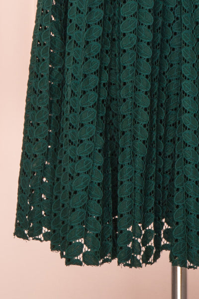 Irinushka Forest Green Lace A-Line Midi Skirt | Boutique 1861 bottom close-up