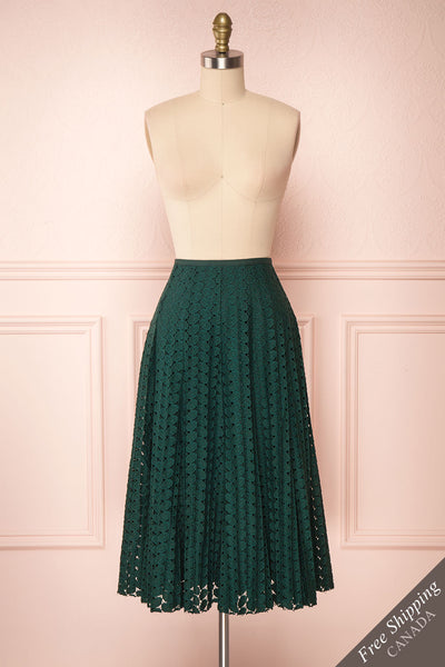 Irinushka Forest Green Lace A-Line Midi Skirt | Boutique 1861 front view